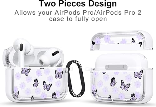 Miniatura 76 de MOSNOVO Funda protectora transparente para AirPods Pro 3, con anillo de metal duro de lujo de doble capa a prueba de golpes, diseñado para AirPods