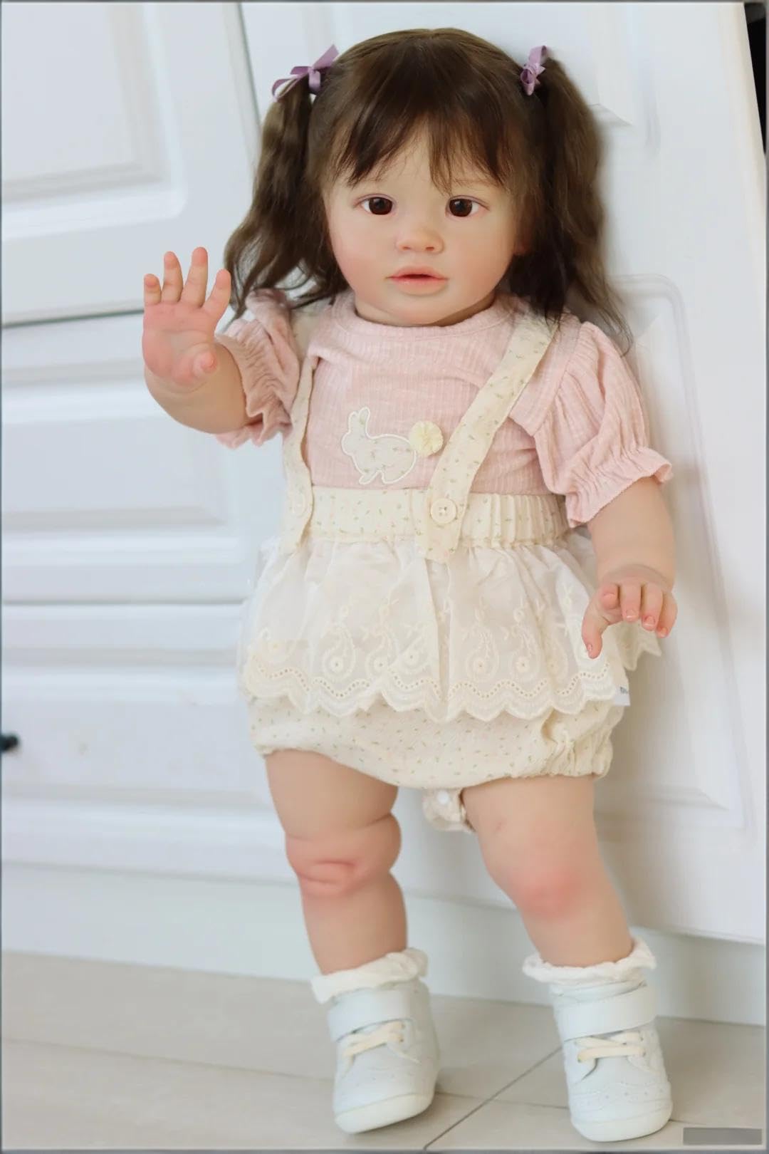 RXDOLL 26 Zoll Realistische Reborn Babypuppen Mädchen Pippa, Stoffkörper Weiches Vinyl Riesige Größe Reborn Kleinkind Puppen, Lebensechte Babypuppe Handgemachte Reborn Puppe mit Zubehör