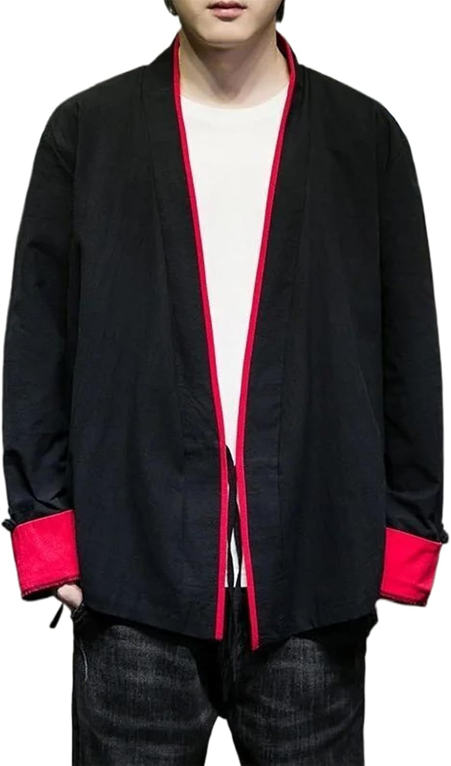 Men's Kimono Shirt Cardigan Traditional Men's Chinese Samurai Costume Casual Harajuku Kimono Streetwear Tops