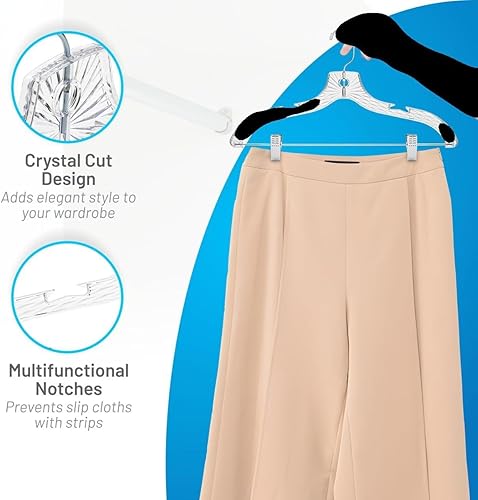 Miniatura 8 de Perchas para ropa con clips, juego de 12 perchas de plástico resistentes, vestidos, camisetas, camisas, trajes, perchas para organización del