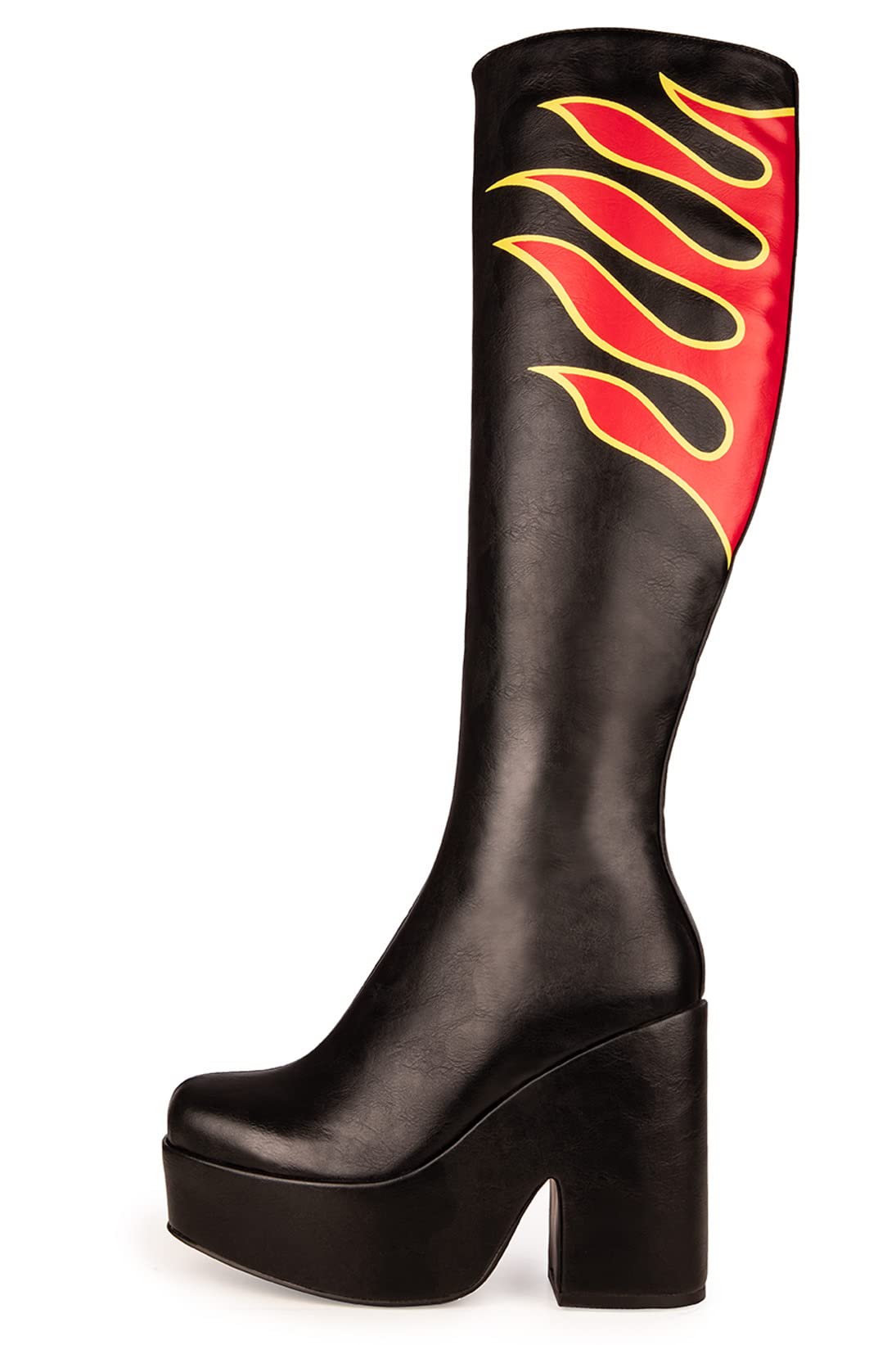 LAMODA Women's Emergency Knee high Boot, Black PU, 7.5 UK
