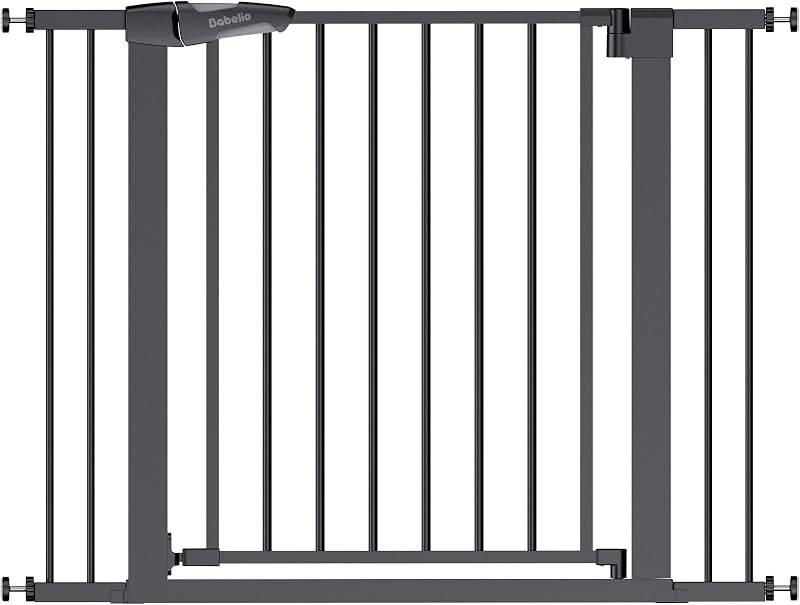 Babelio 29-43" Baby Gate for Stairs, PressGuard P7 Pet Gate, Black | Pressure Mounted, Dual Lock Design, Auto Close, Easy Install, Walk Thru Child Gate for Doorways, No Drilling, 30" Tall