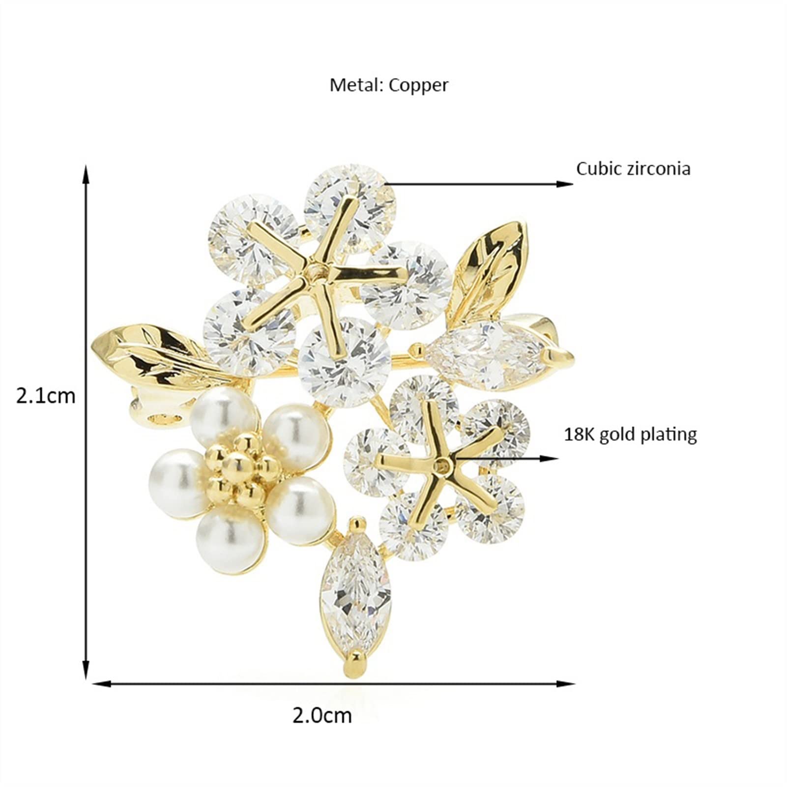 WXKAGF Damen-Brosche, Damen-Mode-Accessoires, Elegante Kristall-Blumen-Perlen-Blumen-Brosche, Party-Brosche, Blumen-förmige Brosche, Exquisite Broschen