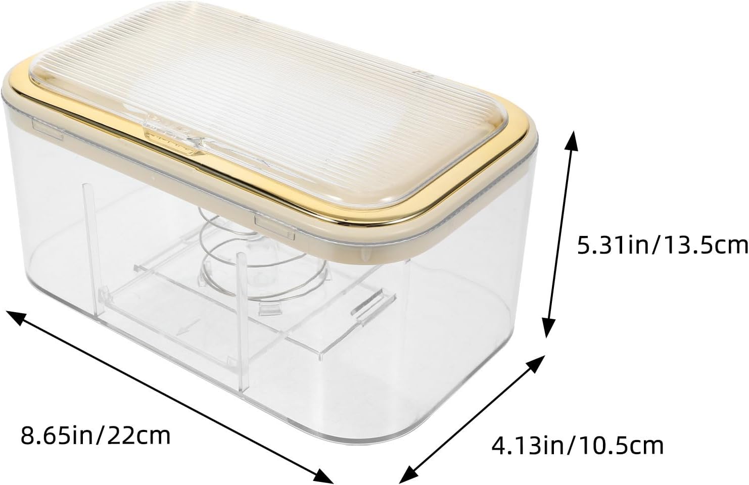 YARNOW Large Capacity Tissue Box Cover Holder with Spring Lifter, Easy-to-use Napkin Dispenser for Homes and Public Spaces, Sturdy Abs Material, Design with Golden Accents