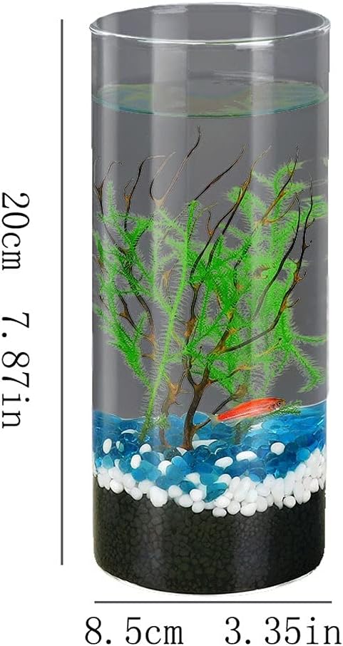 我が家のアクアリウムBARの楽しみ方 LED付き水族館 単純な円形の風景の生態びんのBettaの魚のタンクのデスクトップの金魚タンクの魚のDIYの家の装飾魚水生植物 水槽