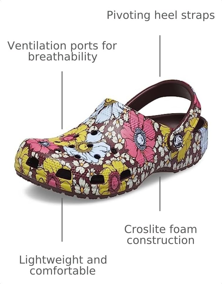 Image of Crocs Unisex Classic Printed Floral Clog Dark Cherry /Multi 4 Men /6 Women