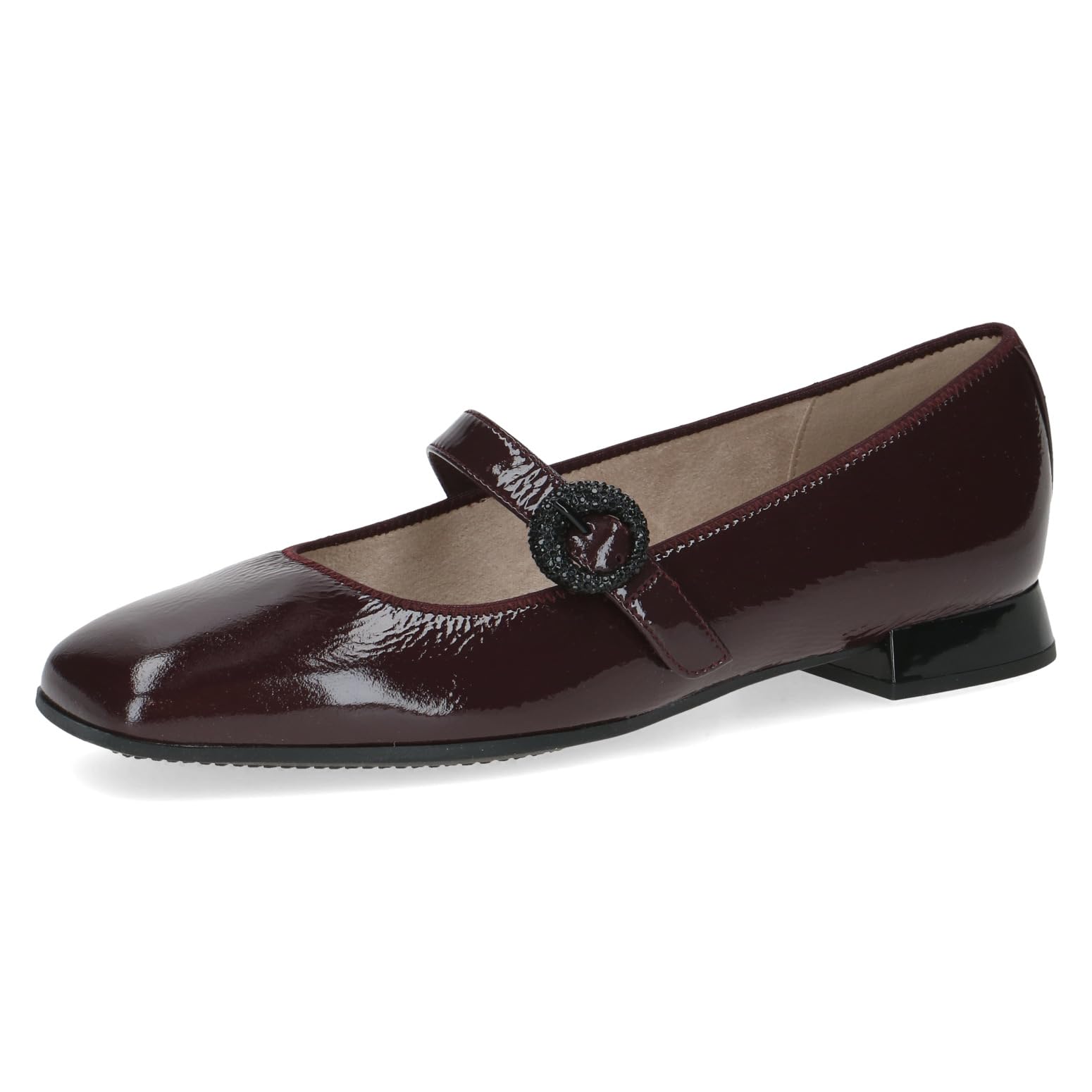 CAPRICE Women Ballet Flats Leather Low Heel, Red (Bord. Naplak), 3.5 UK