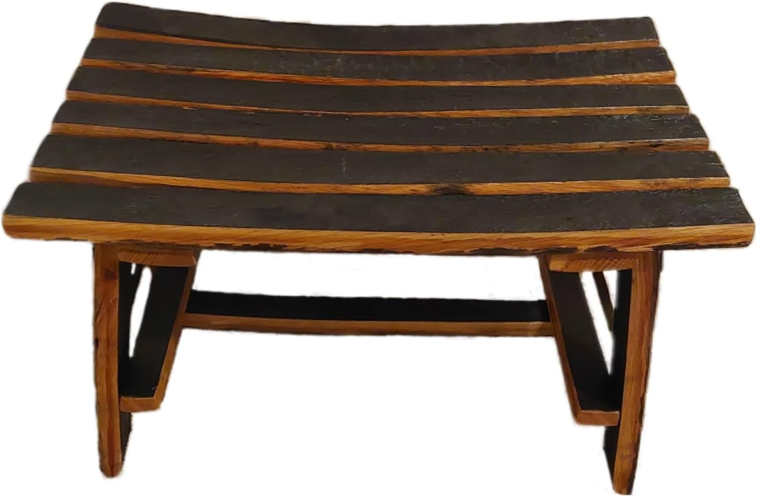 Short Bourbon Barrel Stave Bench