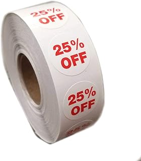 25% Percent Off Mark Down Dot Stickers, 3/4" Round Self Adhesive Retail Circle Labels, 1000 Pack