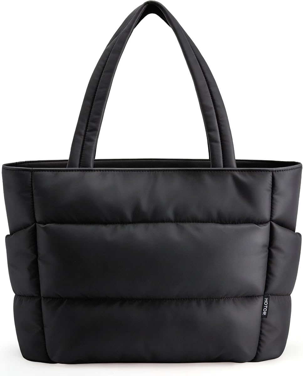 Puffer Tote Bag for Women, Multi-Pocket, Zippered