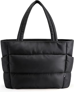 HOTOR Puffer Tote Bag for Women & Nurses: Lightweight Multi-Pocket Quilted Work Bag for Travel, Gym & Daily Use