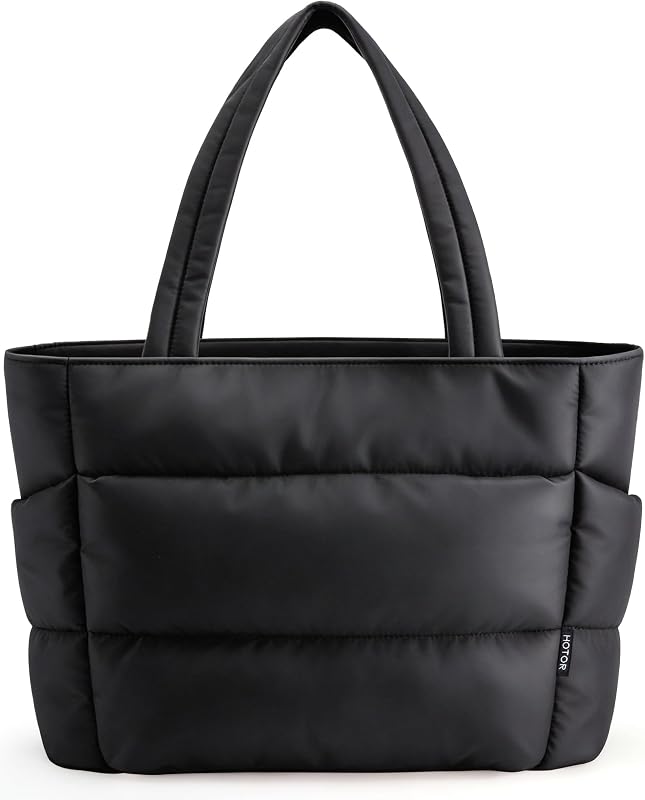 Puffer Tote Bag for Women, Multi-Pocket, Zippered