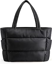 HOTOR Puffer Tote Bag for Women, Nurses - Multi-Pocket Lightweight Bag for Work - Quilted Handbag for Travel and Gym