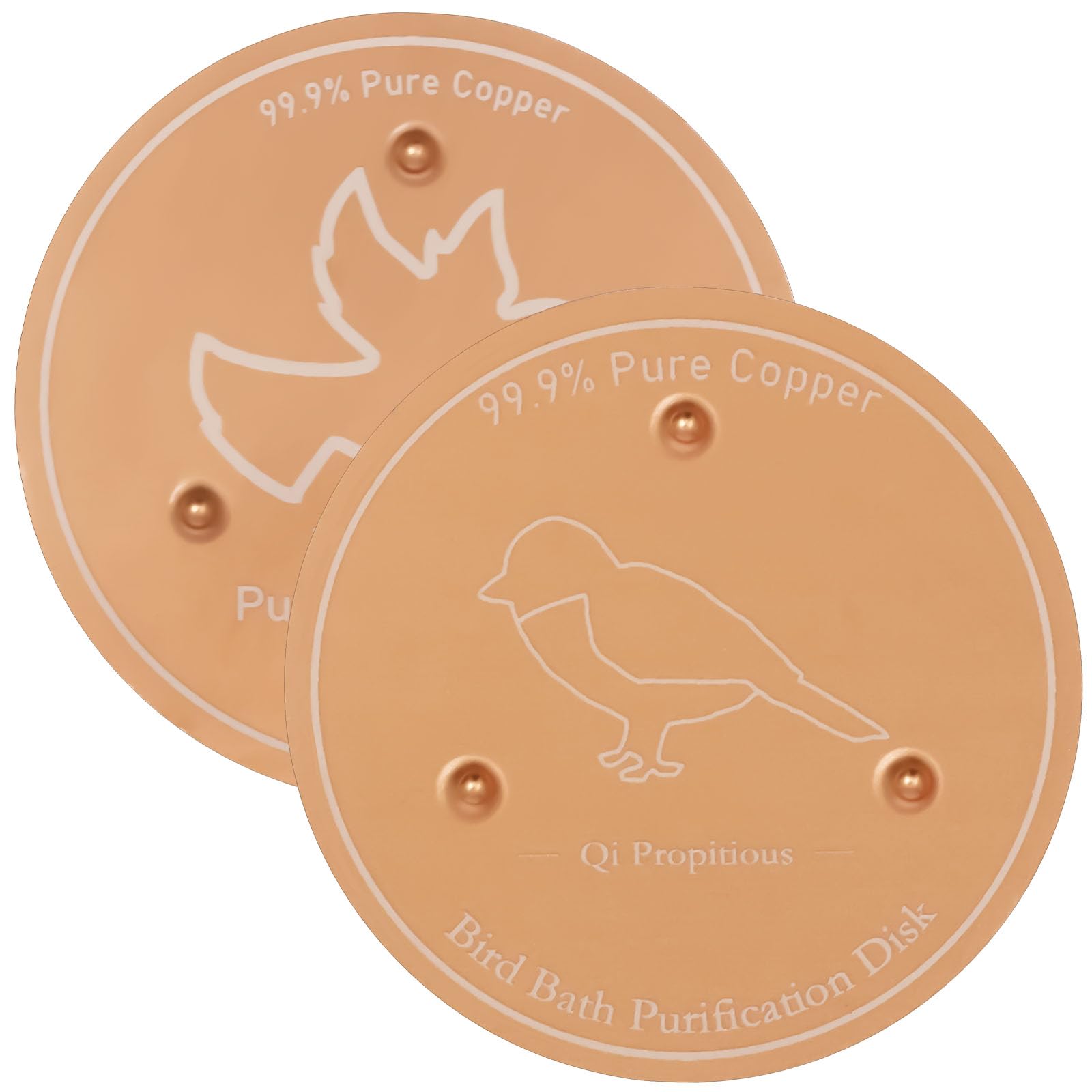2Pcs Bird Bath Copper Disc, 99.99% Pure Copper Bird Bath Purification Disk 0.8mm Thick with Stable 3-Point Support BirdBath Cleaning Disc for Outdoor Birdbaths & Fountains All-Season Cleaning (Style4)