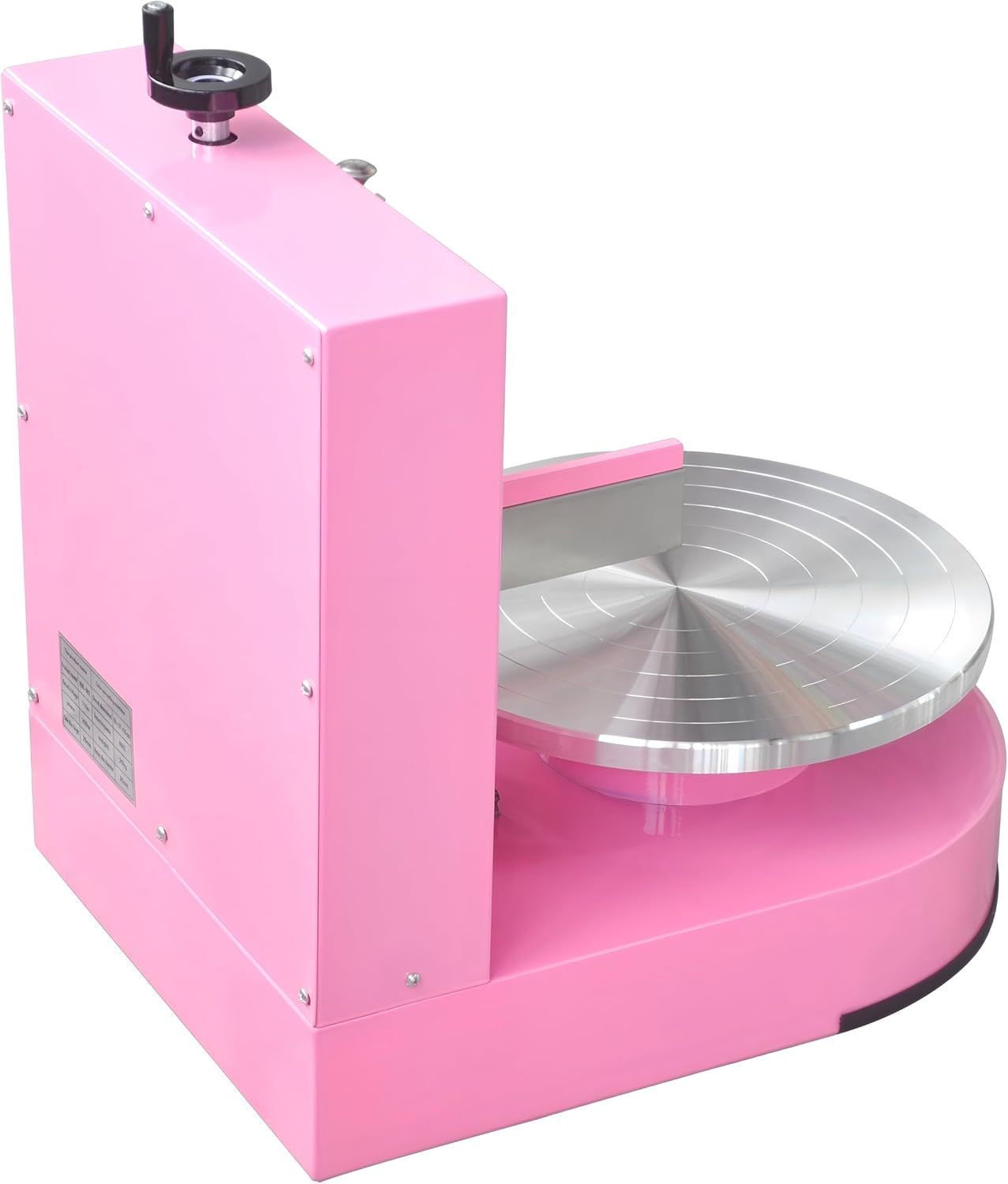 Semi Automatic Birthday Cake Smoothing Coating Machine, AC110V 4-14in Cake Cream Spreading Machine, Cakes Decorating Cream Coating Machines Turntable with Graduated Scraper, Baking Supplies (Pink)