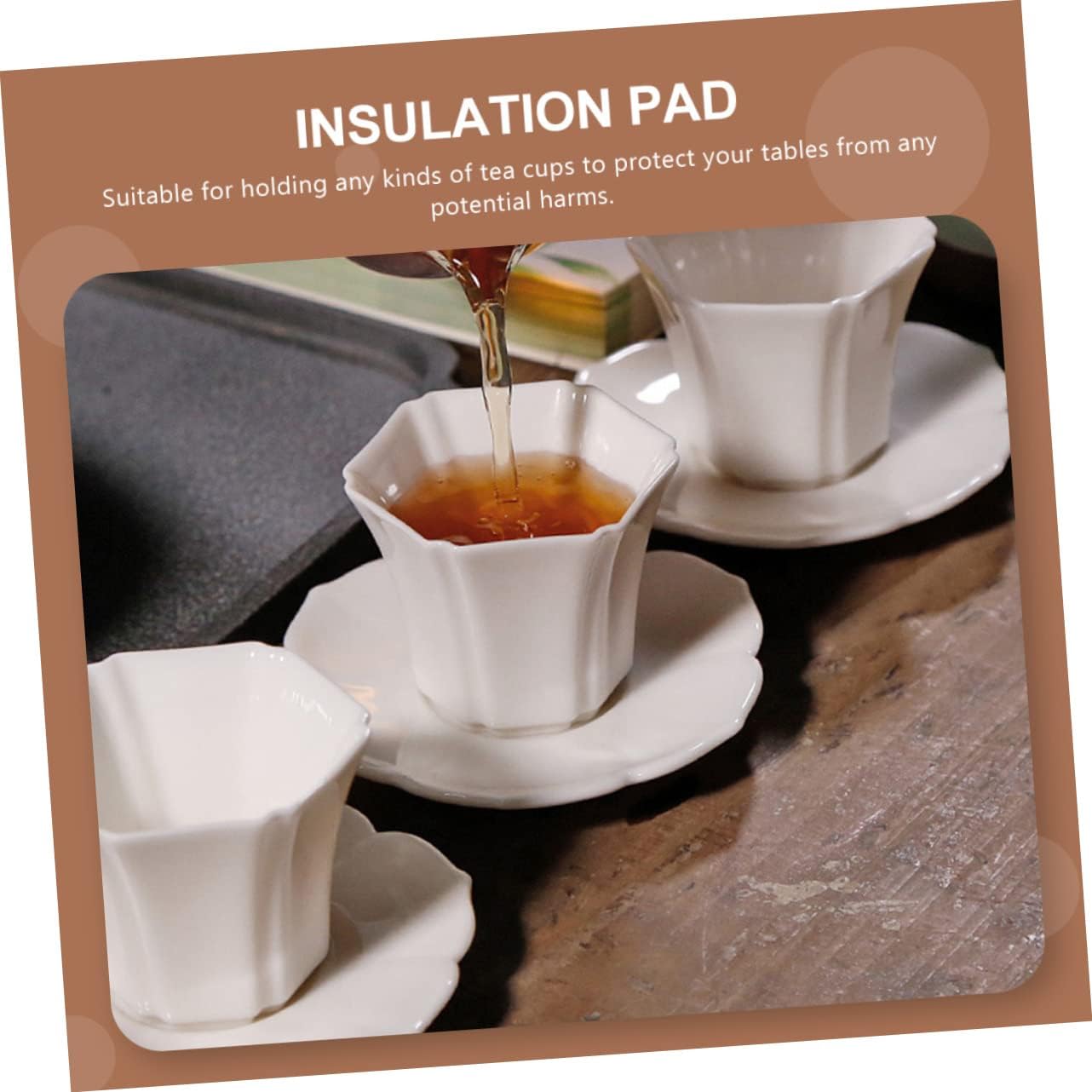 Mobestech 2pcs Lotus Ceramic Tea Coaster Cup Holder Tea Cup Mats Heat Resistant Table Coasters Mat for Kitchen Home Decor