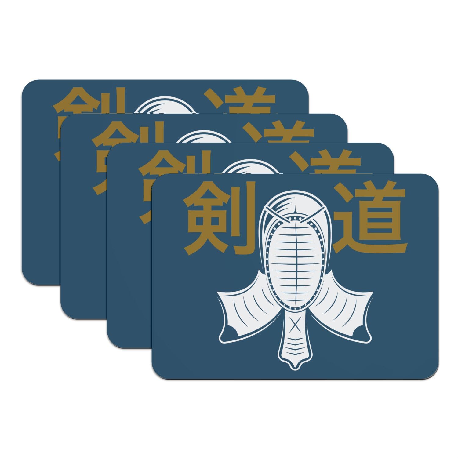 Sets de table samouraï bleu en caoutchouc pour repas japonais et déco asiatique