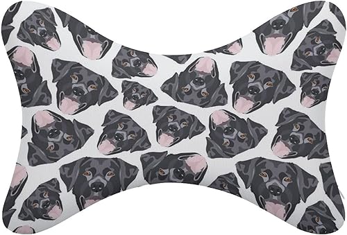 Almohada suave para el cuello del coche de Labrador negro, almohada para reposacabezas de coche, 2 unidades para conducir viajar