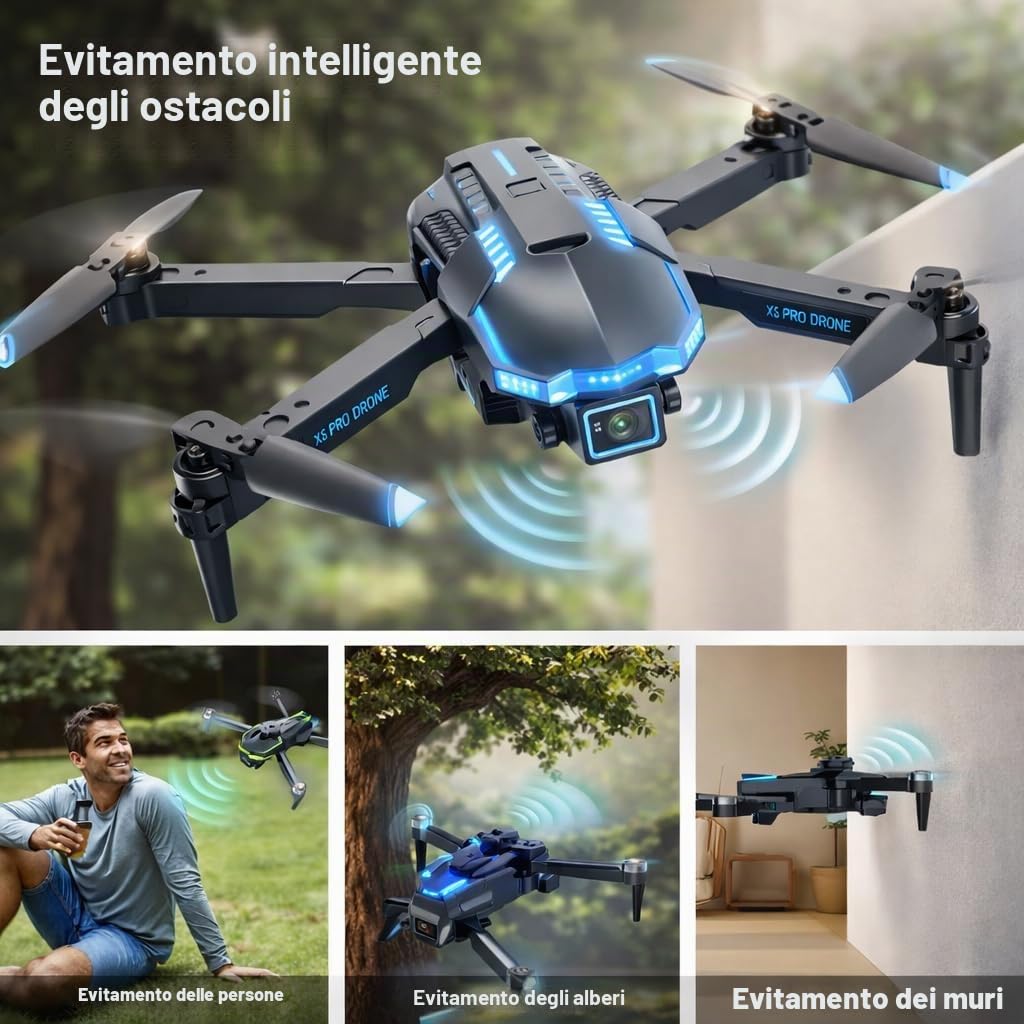 Drone con Telecamera 1080P per Bambini Giocattoli Regalo per Bambini | Mini FPV Droni con Motore Brushless/35min di Volo/Avvio One-Key/Controllo Gesto, Regalo per Bambini compleanni Natale