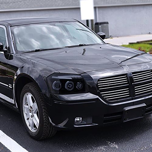 Spec-D Tuning 2LHP-MAG05G-TM Dodge Magnum Glossy Black Dual Halo Projector LED Smoke Headlights