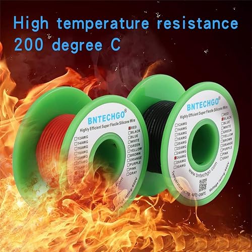 Vista 27 de BNTECHGO Bobina de alambre de silicona de calibre 20, color rojo, 50 pies y negro, 50 pies, flexible de 20 AWG, alambre de cobre estañado trenzado