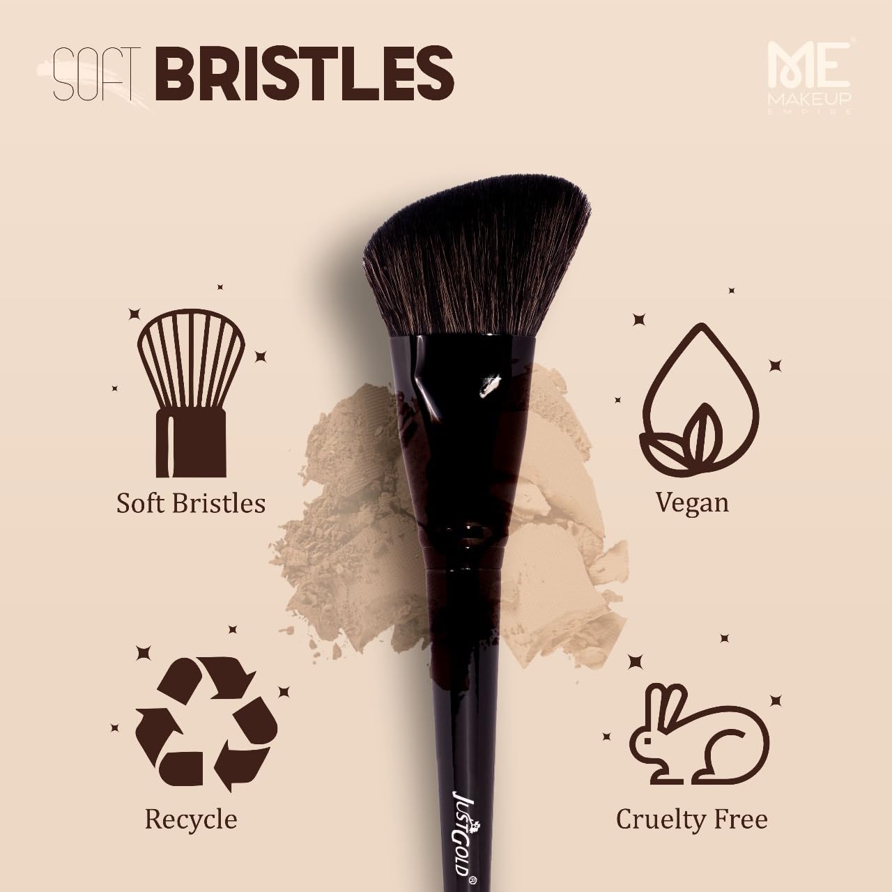 JustGold Flat Shader Concealer Brush for Applying or Blending Cream Contour or Cover Foundation #55 - Image 2 thumbnail