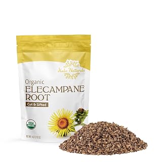 Halo Naturals Organic Elecampane Root Cut & Sifted, 4 Ounces (Inula helenium) USDA Certified | Resealable Pouch| Packaged in The USA - Amazon product rated Grade A