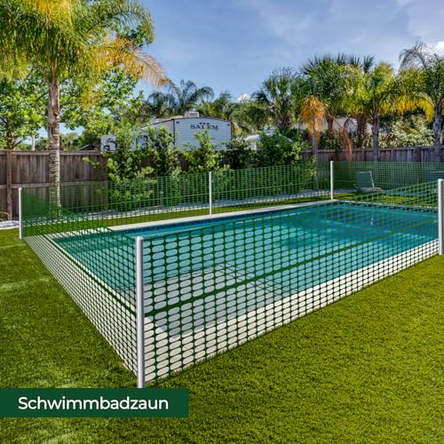 Barrier Fencing Mesh Garden Fence 1m x 30m with 25 Pack Fencing Pins, Ohuhu Heavy Duty Plastic Fencing Animals Barrier Set Reusable Temporary Mesh Fence for Pets, Poultry, Construction Site, Green