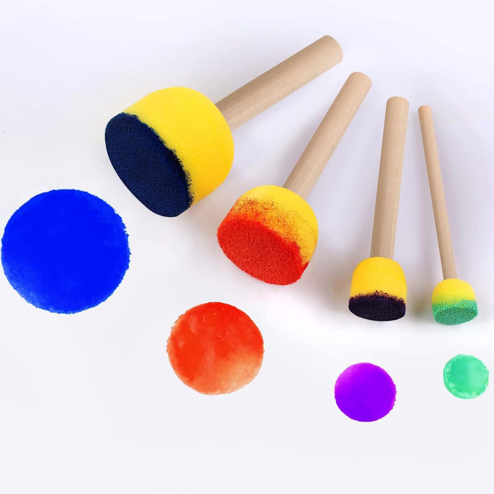 MAQIHAN 22 Runde Schwamm-Pinsel Set – Für Kinder, Acrylmalerei & Basteln | Verschiedene Größen
