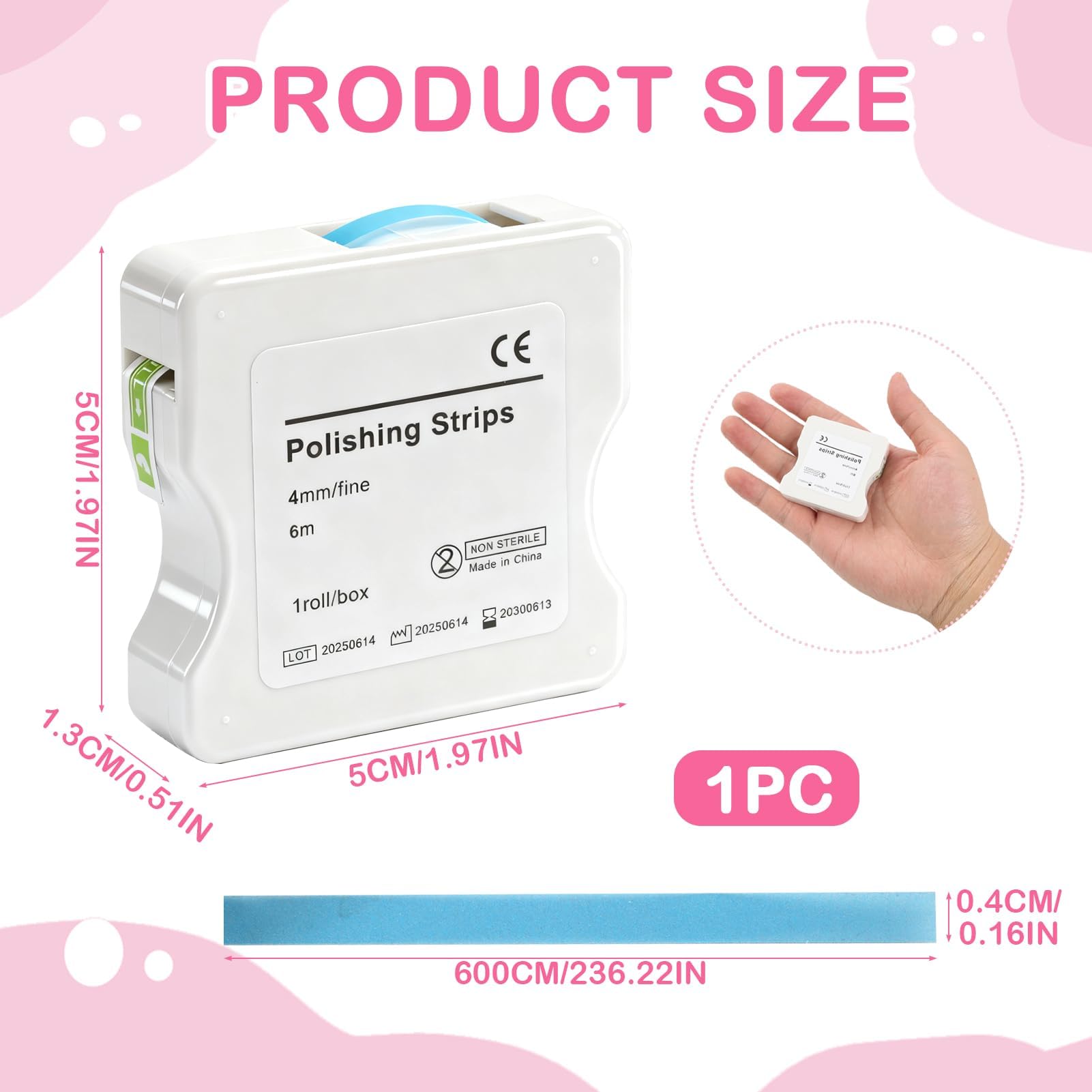 Papel de lija interdental 6 m arena fina rollo resina pulido dental
