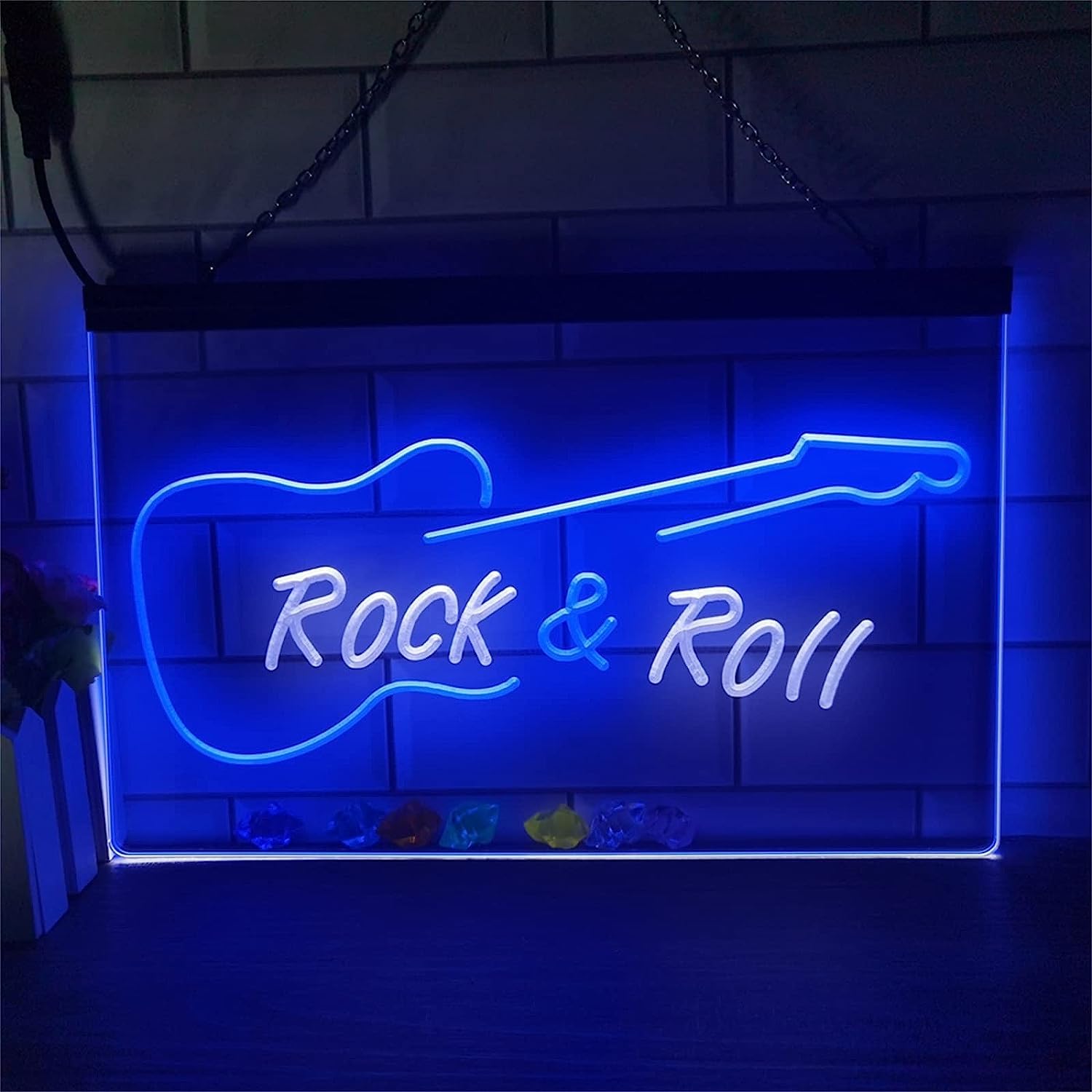 HRXOW Neon Insegne Decorazioni musicali personalizzate Luci notturne a LED Cartello luminoso da appendere alla parete personalizzabile in acrilico, 40X30 cm Logo del nome del partito del negozio del (