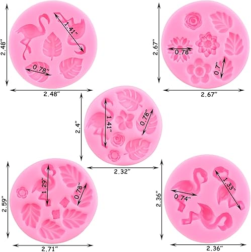 Miniatura 3 de Zixiang Molde de flamenco para fondant, moldes de silicona de hojas tropicales, moldes de caramelo de hojas de Monstera para decoración de pasteles