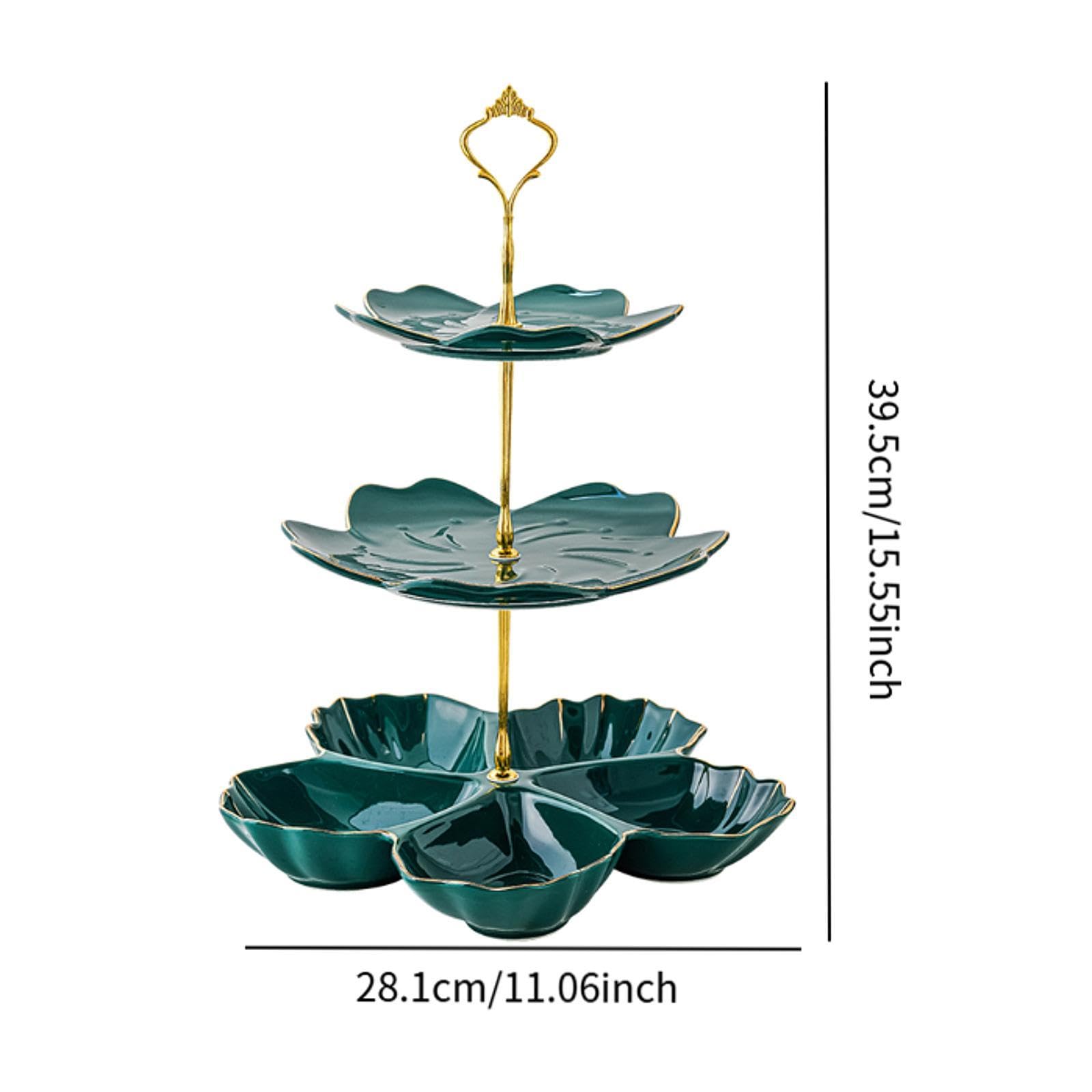 Soporte para Pasteles de Varios Niveles Hecho de, Soporte para Postres, Decoración del Hogar, Bandeja para Servir Postres, 3 Niveles Verde, Individual