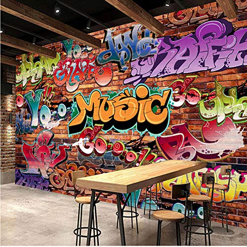 Clhhsy Decorative Mural Custom Wall Mural 3D Embossed Brick Wallpaper Graffiti Art Cafe Bar Dining Room Wallpaper For Walls 3 D-450X300Cm #TOP3