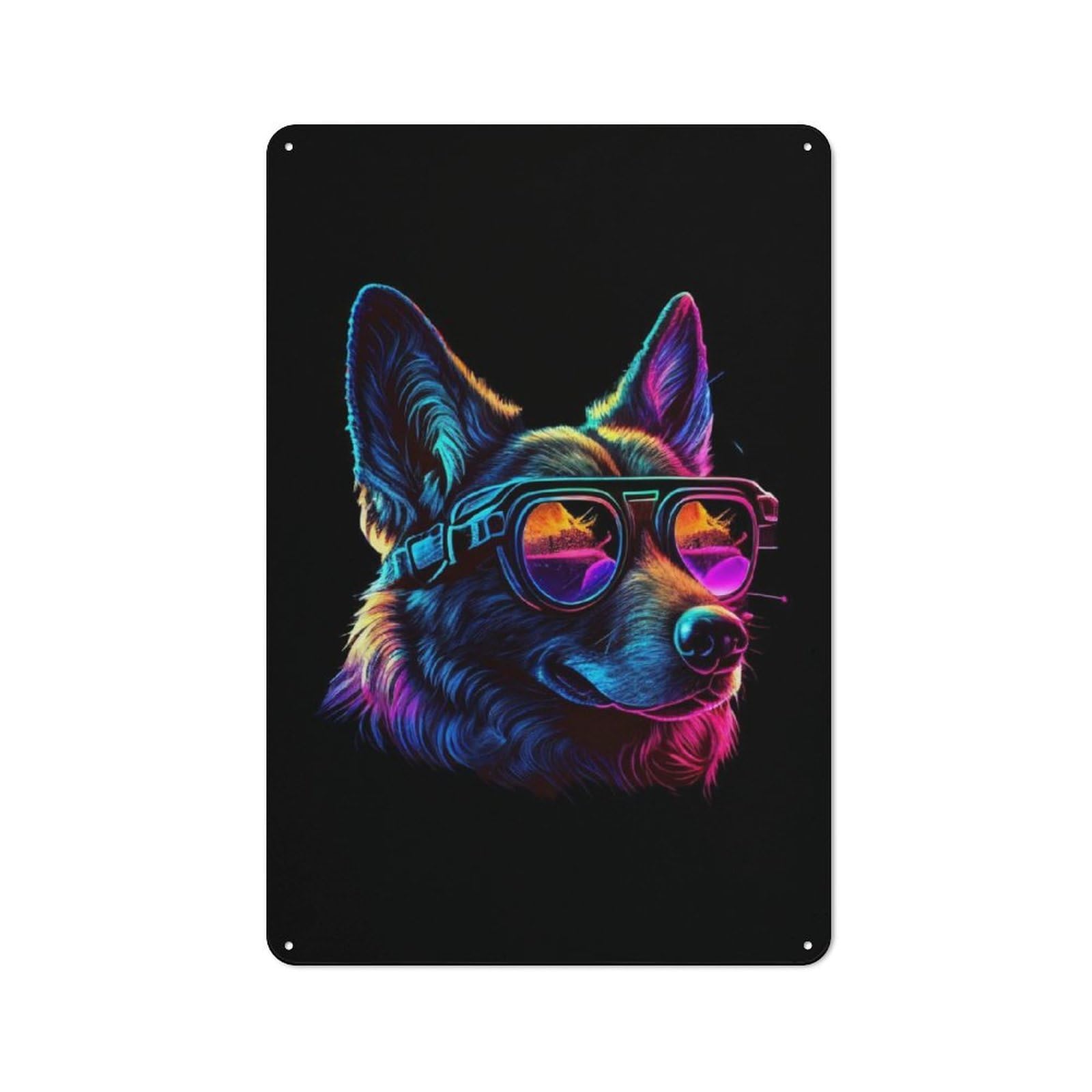 Junmoney German Shepherd Tin Wall Plaque 30X20cm With For Café Or Home Bar, For Themed Room Decoration, For Living Room And Hallway Decor