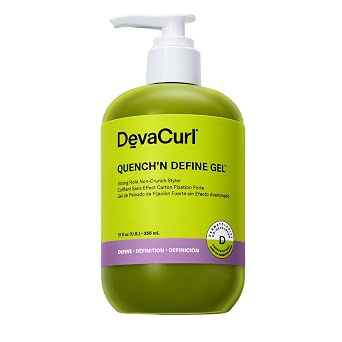 DevaCurl Quenchn Define Gel Strong Hold Non-Crunch Styler | Lasts up to 7 Days | Locks & Moisturizes Curls | Enhances Shine