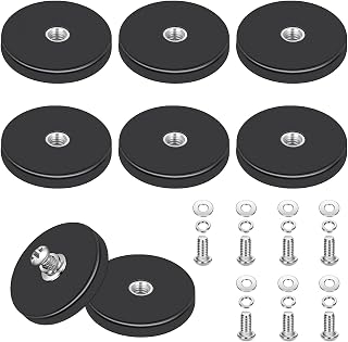 8 Pieces Rubber Magnets 43 mm with M4 Flat Thread Magnet with Rubber 10 kg Adhesive Force for Vehicles (43 mm)