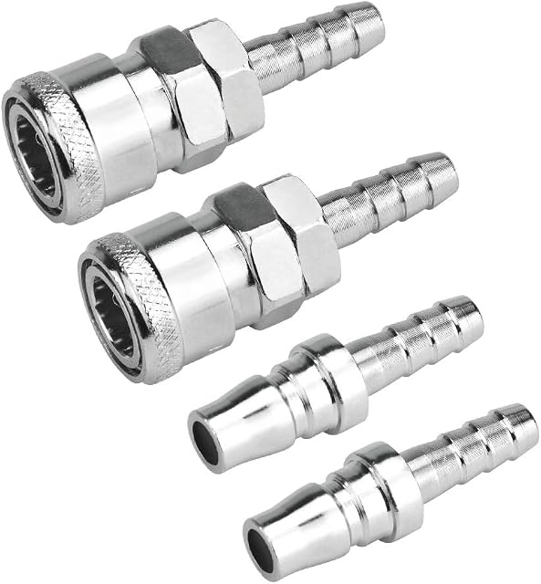KLYNGTSK 4 PCS Quick Release Gas Hose Copper Nozzle Zinc Alloy Copper Nozzle Coupling Connector 8mm Quick Release Gas Connector for Motorhomes and Caravans BBQ/Patio Heater Hose Assemblies (SH+PH)