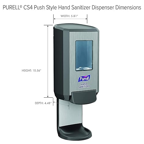 Miniatura 6 de PURELL CS4 Dispensador de desinfectante de manos estilo empuje, grafito, para repuestos de desinfectante de manos CS4 de 40.6 fl oz (paquete de 1) -