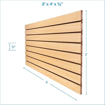 SSWBasics 4 ft x 2 ft Horizontal Maple Slatwall Easy Organizer Panels (24 H x 48 L) - Pack of 2 - Perfect for Retail Store, Garage Wall, and Craft Storage Organization