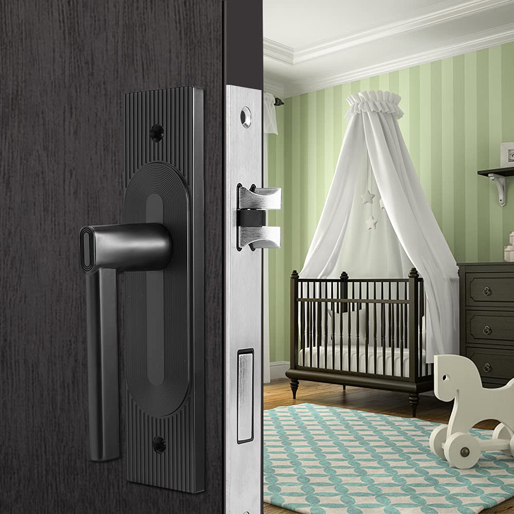 Cerradura de Puerta de Seguridad de Aleación de Zinc, Montaje Rápido, Apertura Izquierda para Habitación de Niños, Negro, Fácil Uso