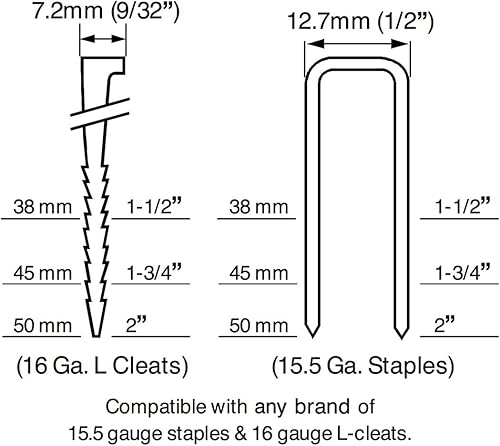 Miniatura 11 de Estwing EFL50Q - Clavadora neumática 2 en 1 calibre 15.5 y calibre 16 de 2 pulgadas, pistola de clavos ergonómica y ligera para pisos de madera dura