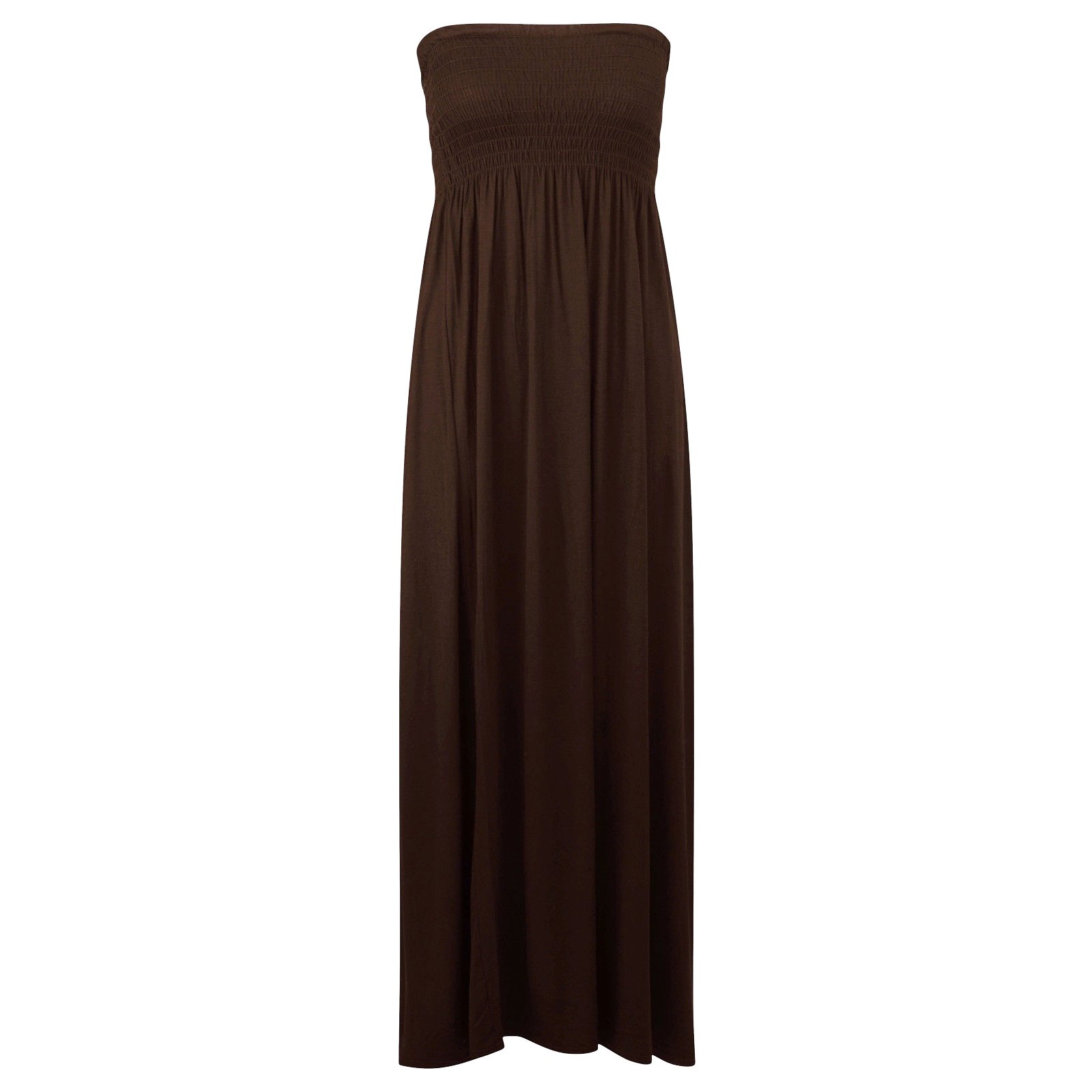 Candid Styles Women's Chocolate Sheering Bandeau Boobtube Gather Strapless Summer Beach Maxi Dress 8-22