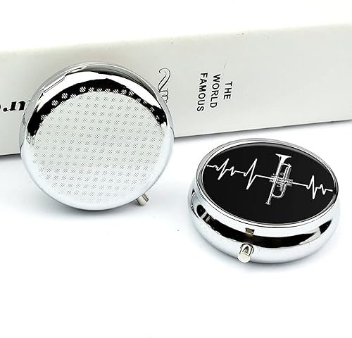 Miniatura 5 de Trumpet Heartbeat - Organizador de píldoras diario pequeño, portátil, 3 compartimentos, pastillero redondo para bolsa de bolsillo, 1 unidad