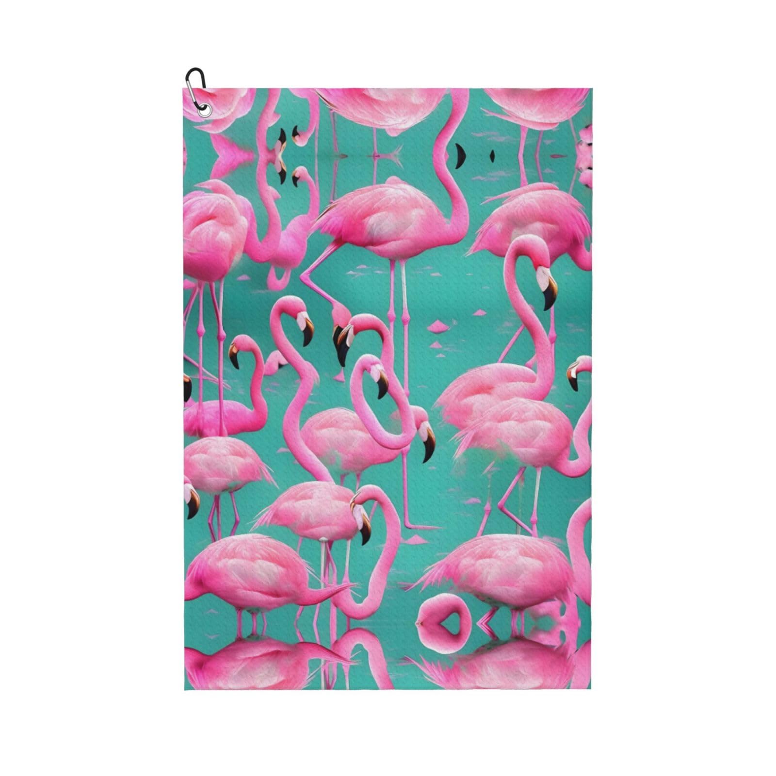 HJLUUFT Lovely Pink Flamingos Golf Towels-The Unique Gift for Golfers,Waffle Weave Microfiber Towel,Accessories for Men