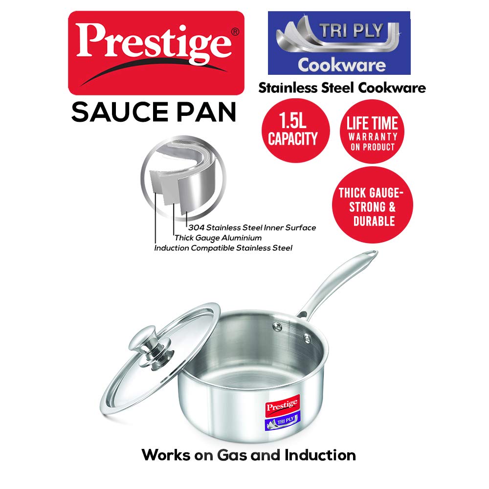 Prestige Tri Ply Sauce Pan 160 mm - Image 2 thumbnail