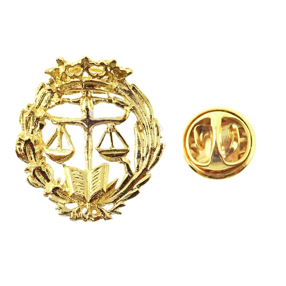 Insignia profesional Derecho escudo plata 925m Ley 18mm. pin chapado oro cierre trasero latón