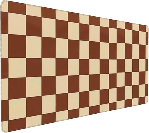 DJYQBFA Brown Beige Checkered Mouse Pad Large Desk Mat for Keyboard and Mouse No