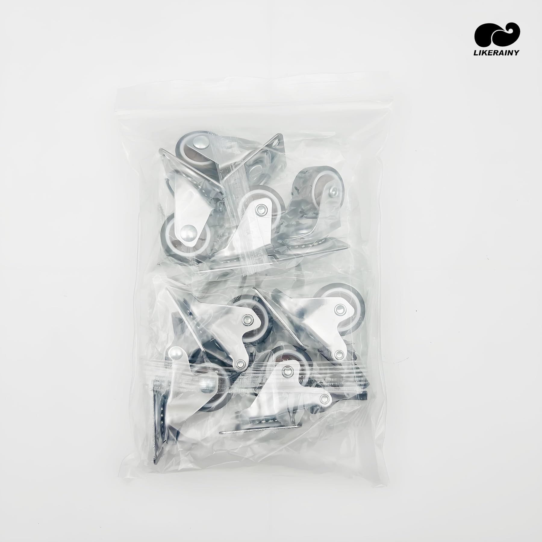 LIKERAINY Ruedas Giratorias Silenciosas TPR Ø25x13mm con Freno para Muebles, 40kg, Paquete de 8