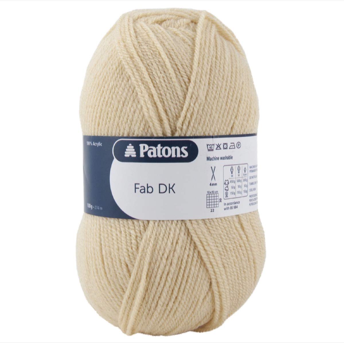 Patons Fab DK Kitting/Crochet Yarn Double Knitting Wool 100g Balls and 100% Acrylic Machine Washable & Tumble Dry Yarn - 44 Colours in The Range - Colour 2331 - Beige - 5 x 100g Balls